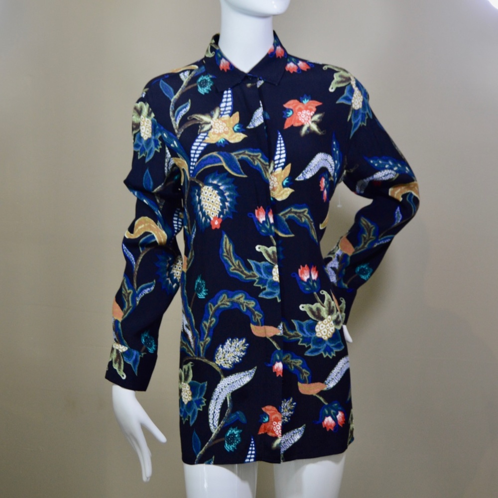 Maje Navy Rimbaud Baroque Print Blouse – Size S – NWT - Picture 5 of 14